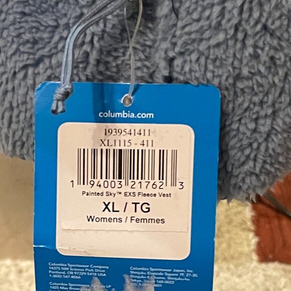 NWT Women's XL COLUMBIA EXS Fleece Vest Painted Sky Blue - Picture 7 of 8